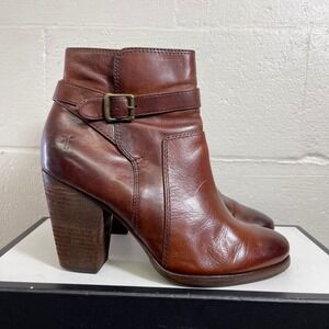 Frye Patty 3476983 Brown Brown Leather Boots Riding Boots Zip Buckle Womens 9 M